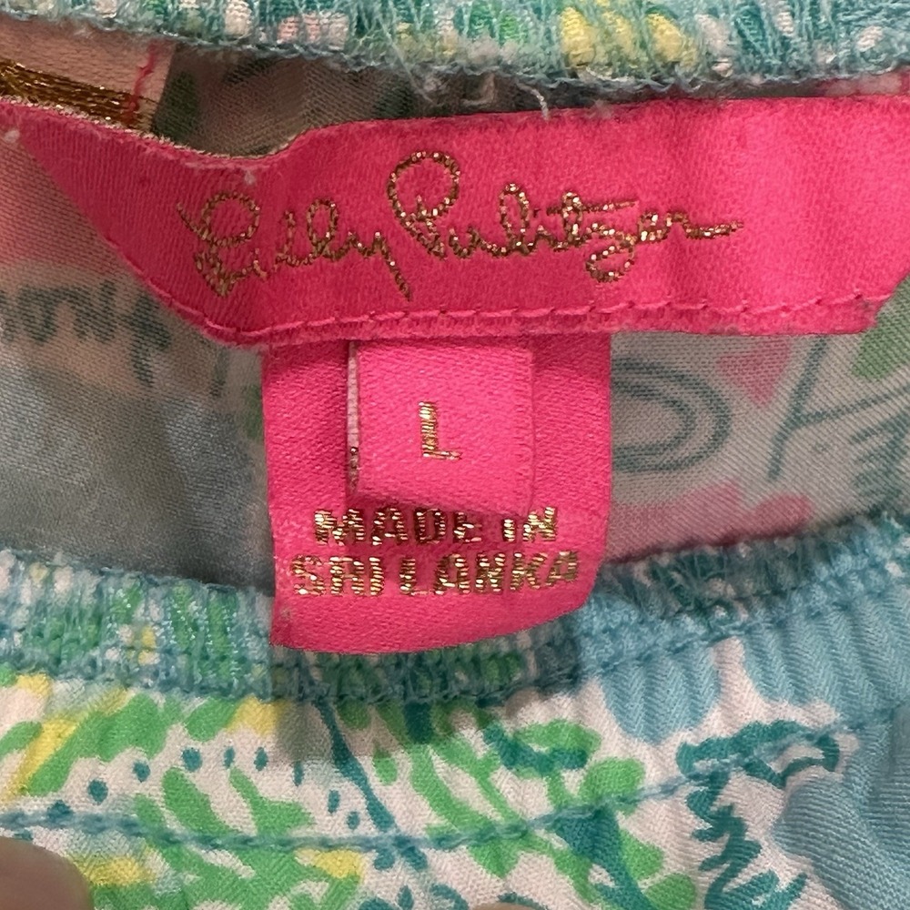 Lilly Pulitzer Katia Shorts In The Beginning Pop-Up Print L Pull On Elastic Pink - Picture 5 of 7